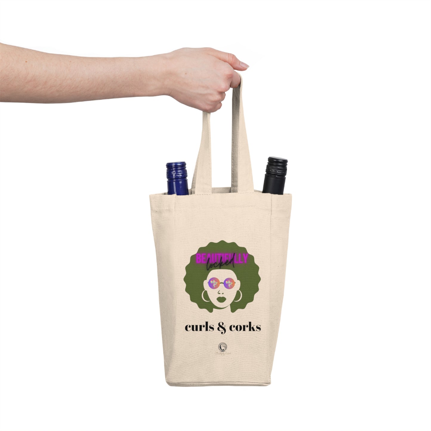 Curls & Corks Double Wine Tote Bag
