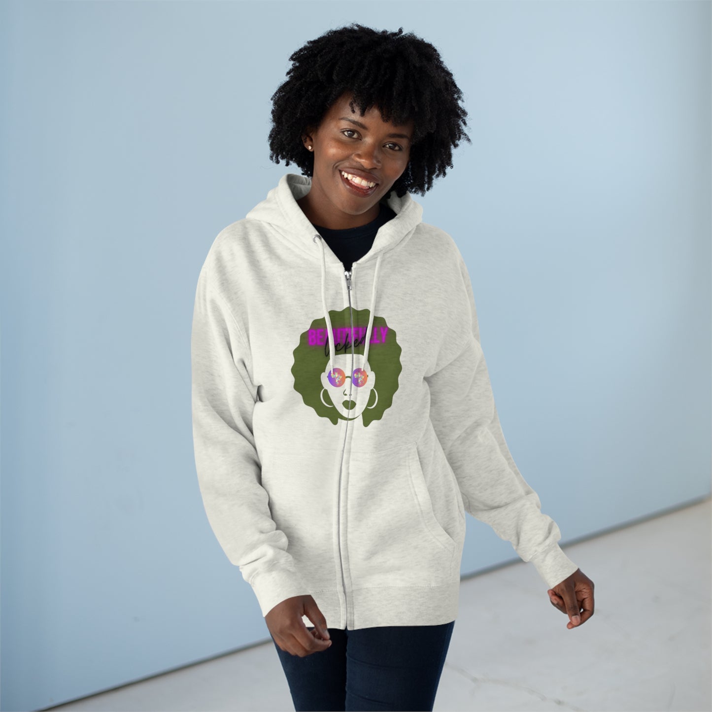 Beautifully Locked Afro Zipper Hoodie! Celebrate Your Curls, Locs, Coils