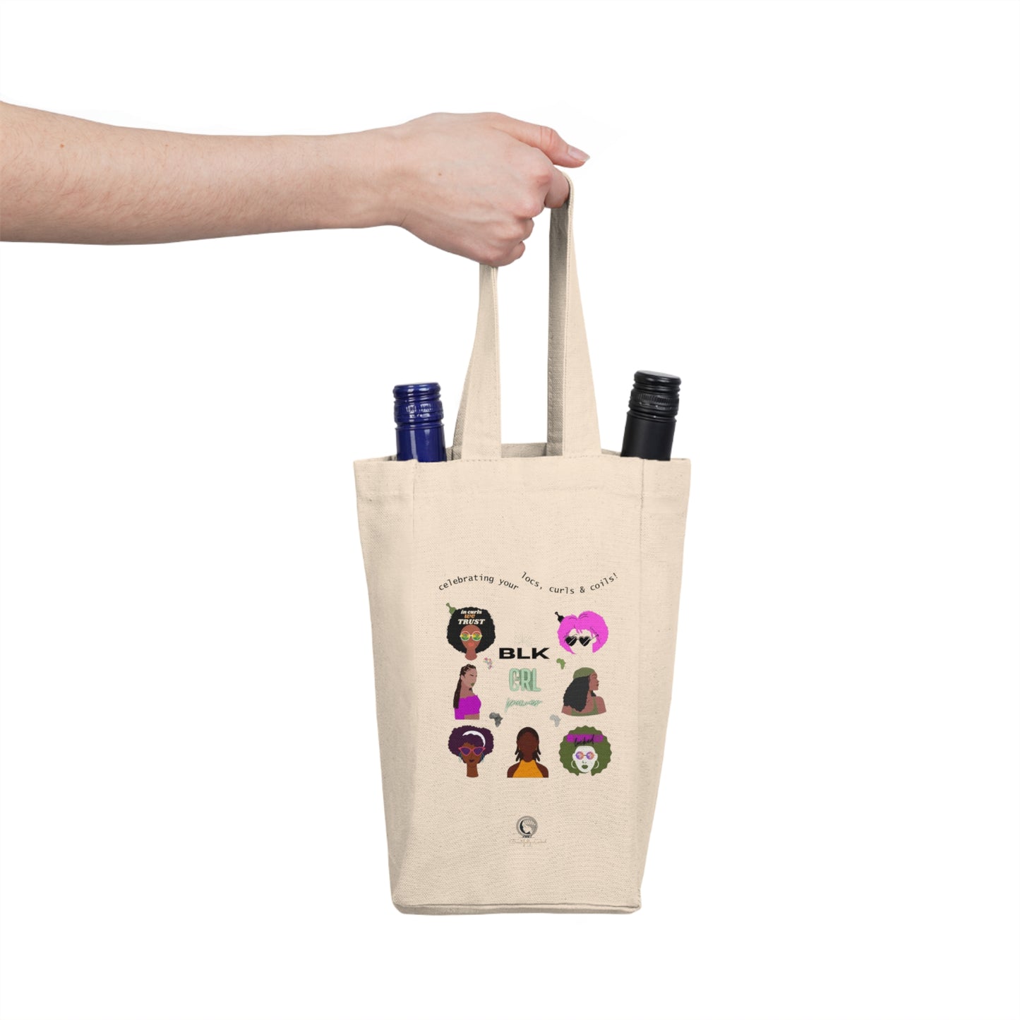 Black Girl Power Double Wine Tote Bag