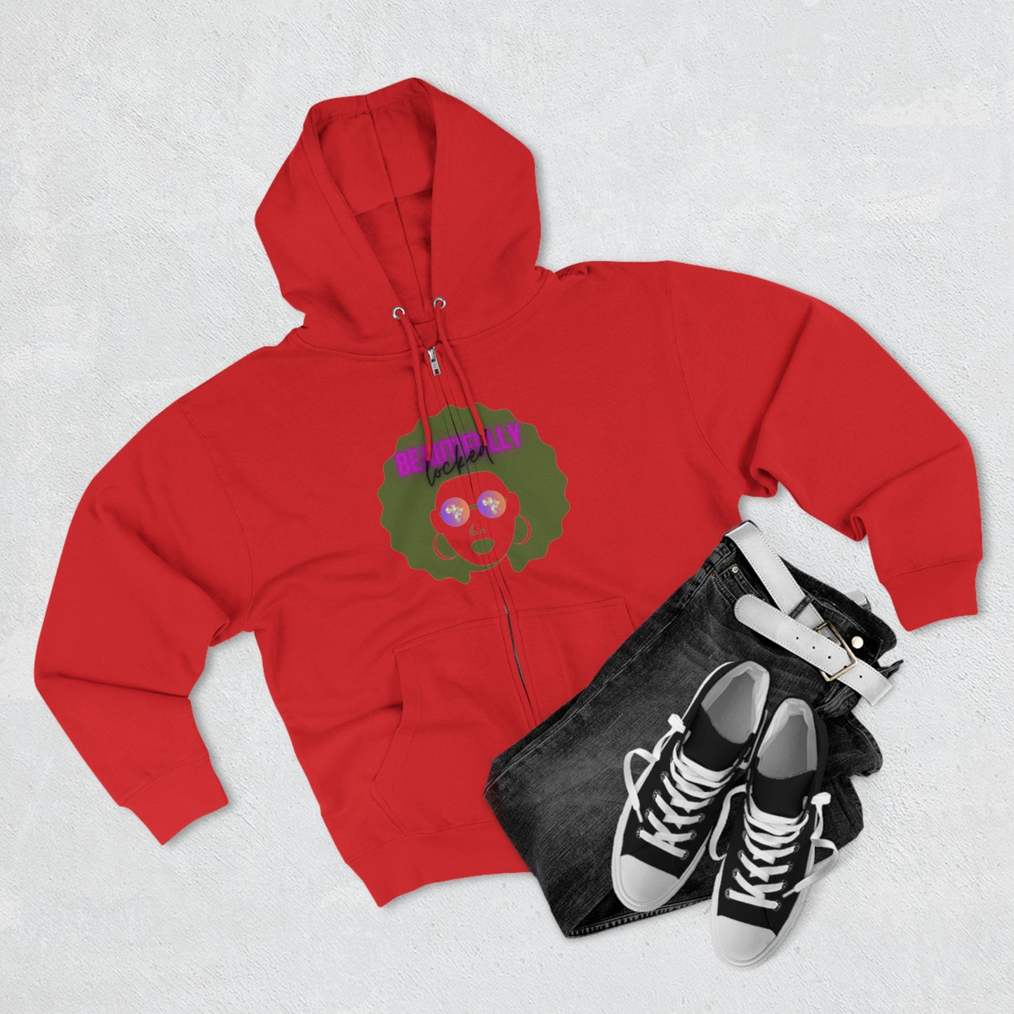 Beautifully Locked Afro Zipper Hoodie! Celebrate Your Curls, Locs, Coils