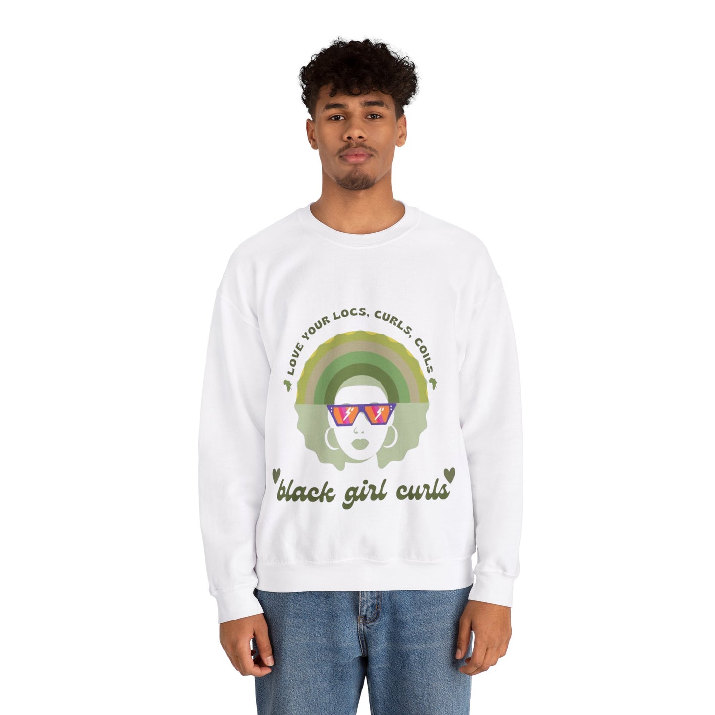 Love Your Locs, Curls, and Coils Rainbow Crewneck Sweatshirt