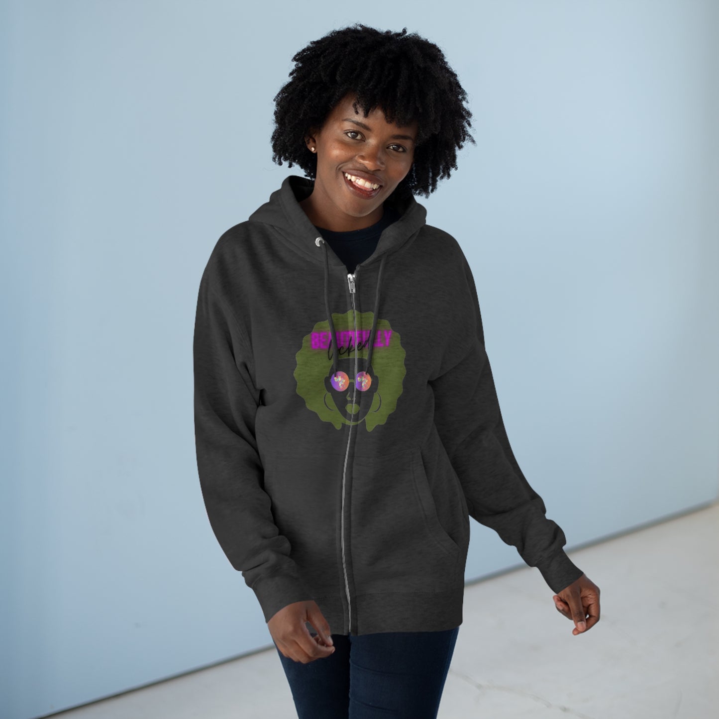 Beautifully Locked Afro Zipper Hoodie! Celebrate Your Curls, Locs, Coils