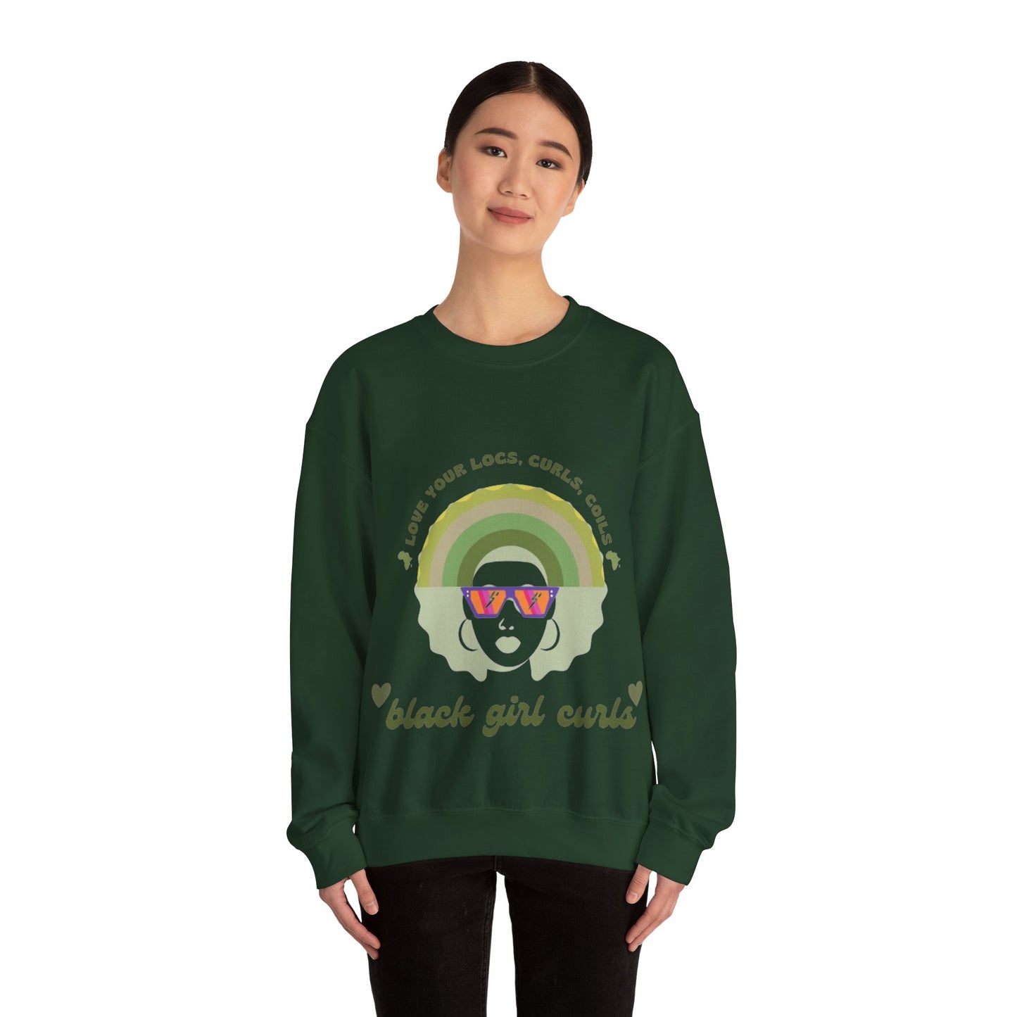 Love Your Locs, Curls, and Coils Rainbow Crewneck Sweatshirt