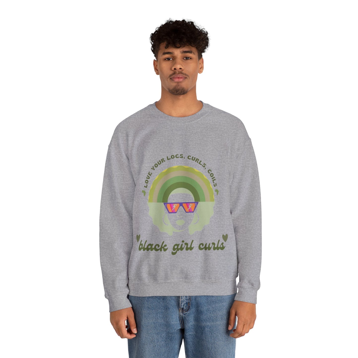 Love Your Locs, Curls, and Coils Rainbow Crewneck Sweatshirt