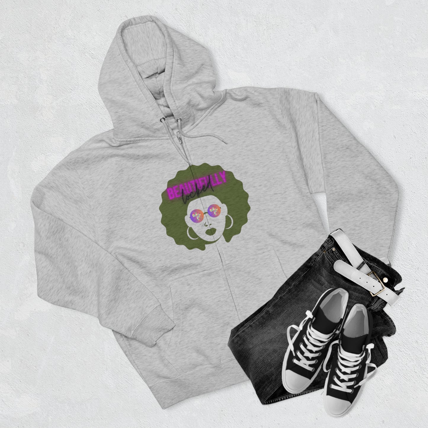 Beautifully Locked Afro Zipper Hoodie! Celebrate Your Curls, Locs, Coils