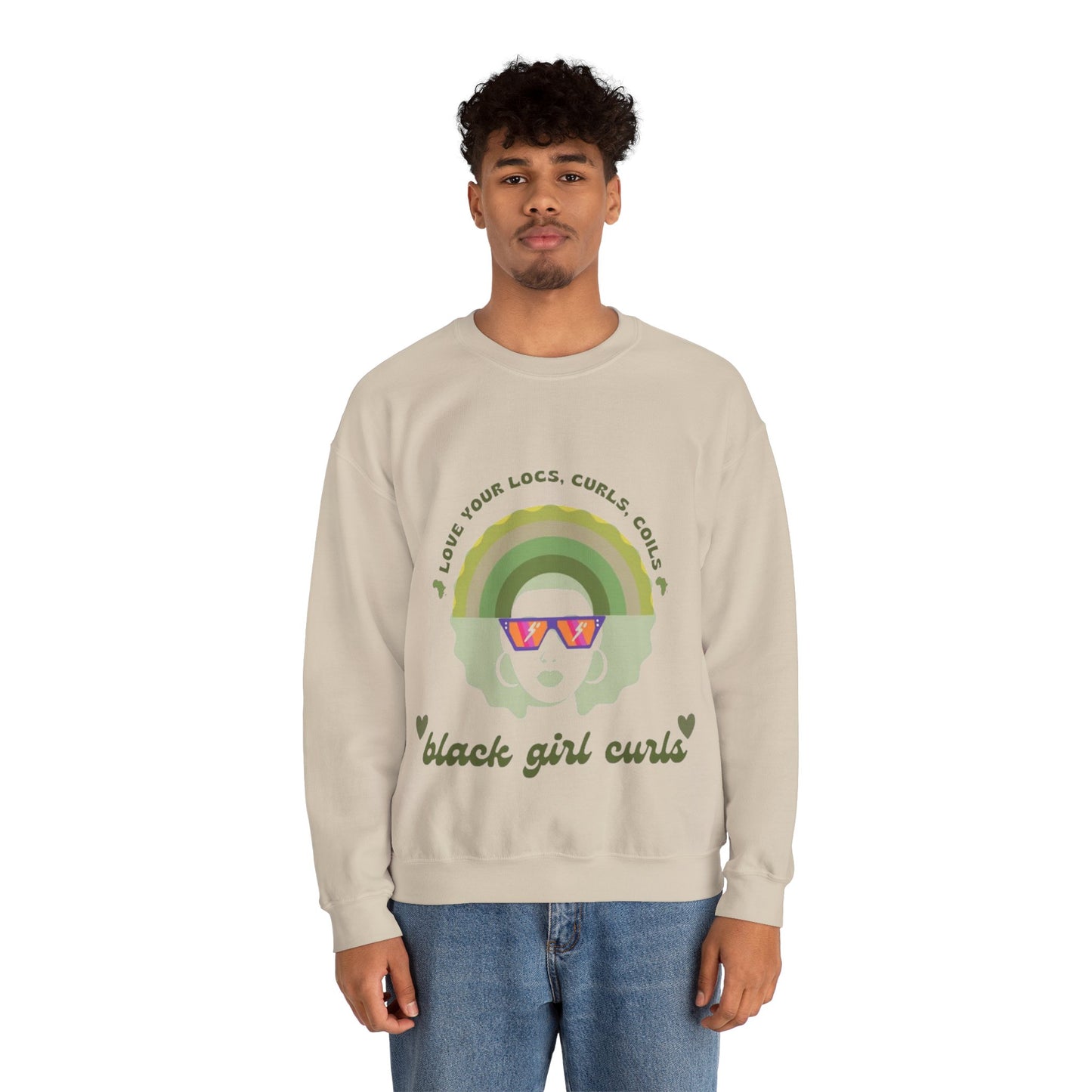 Love Your Locs, Curls, and Coils Rainbow Crewneck Sweatshirt