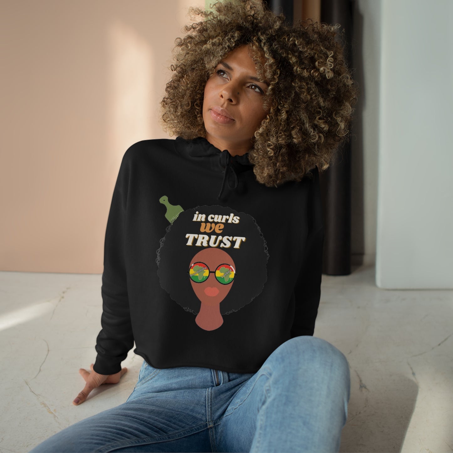 "In Curls We Trust" Cropped Women's Hoodie| Black Girl Magic