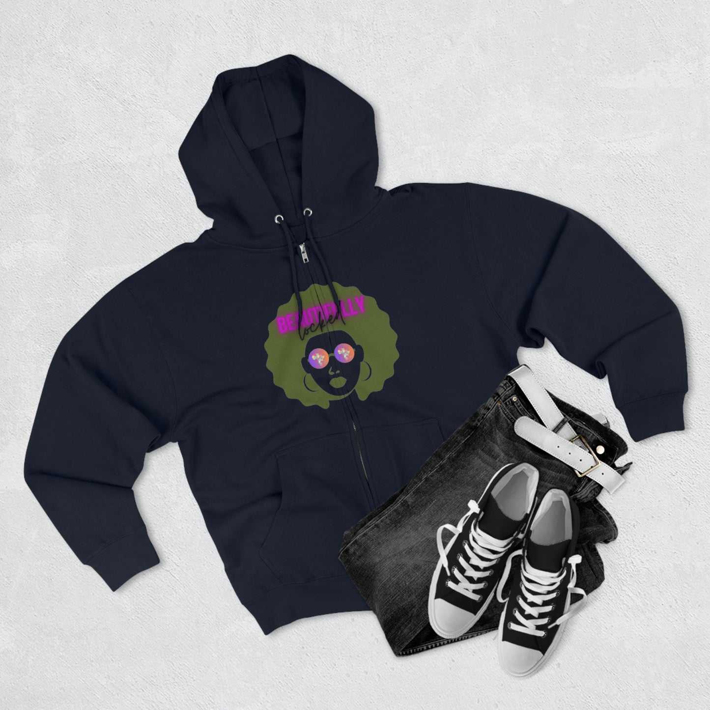 Beautifully Locked Afro Zipper Hoodie! Celebrate Your Curls, Locs, Coils