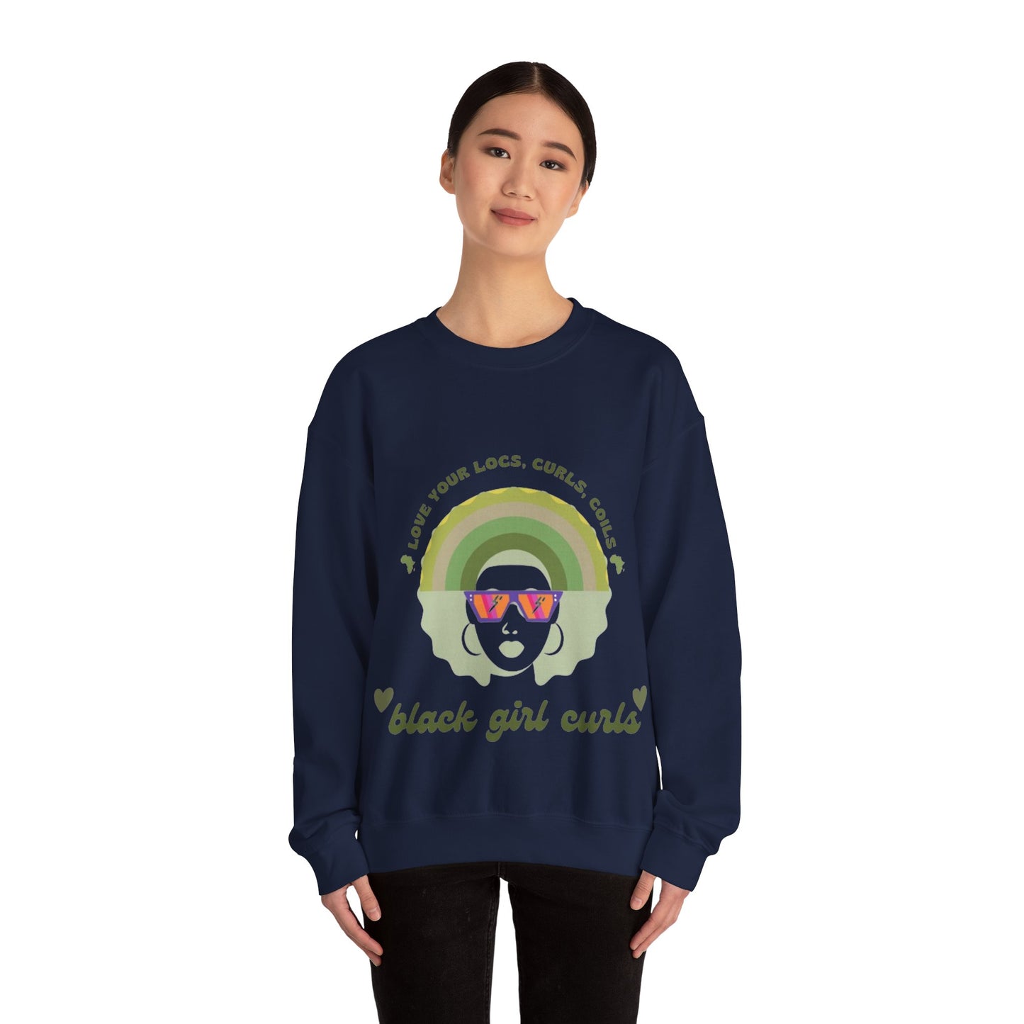 Love Your Locs, Curls, and Coils Rainbow Crewneck Sweatshirt