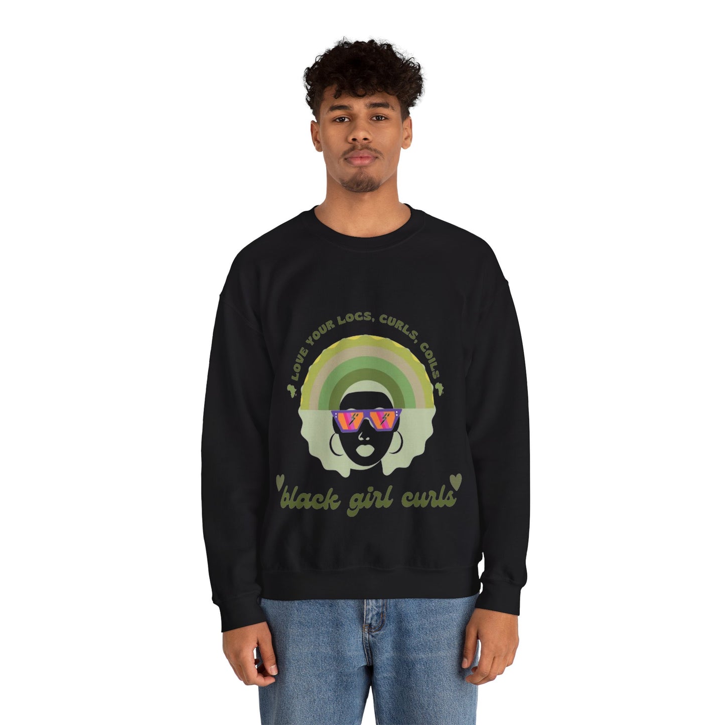 Love Your Locs, Curls, and Coils Rainbow Crewneck Sweatshirt