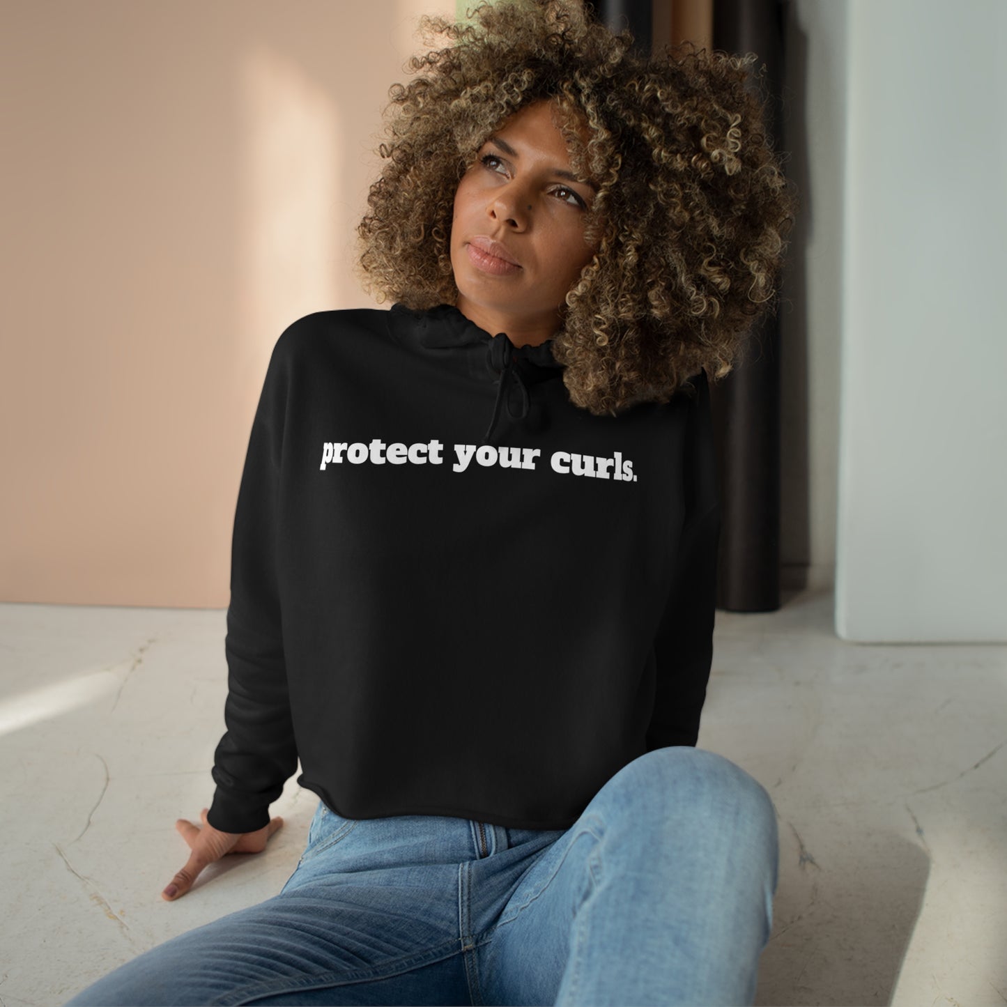 Women's Crop Hoodie - protect your curls.