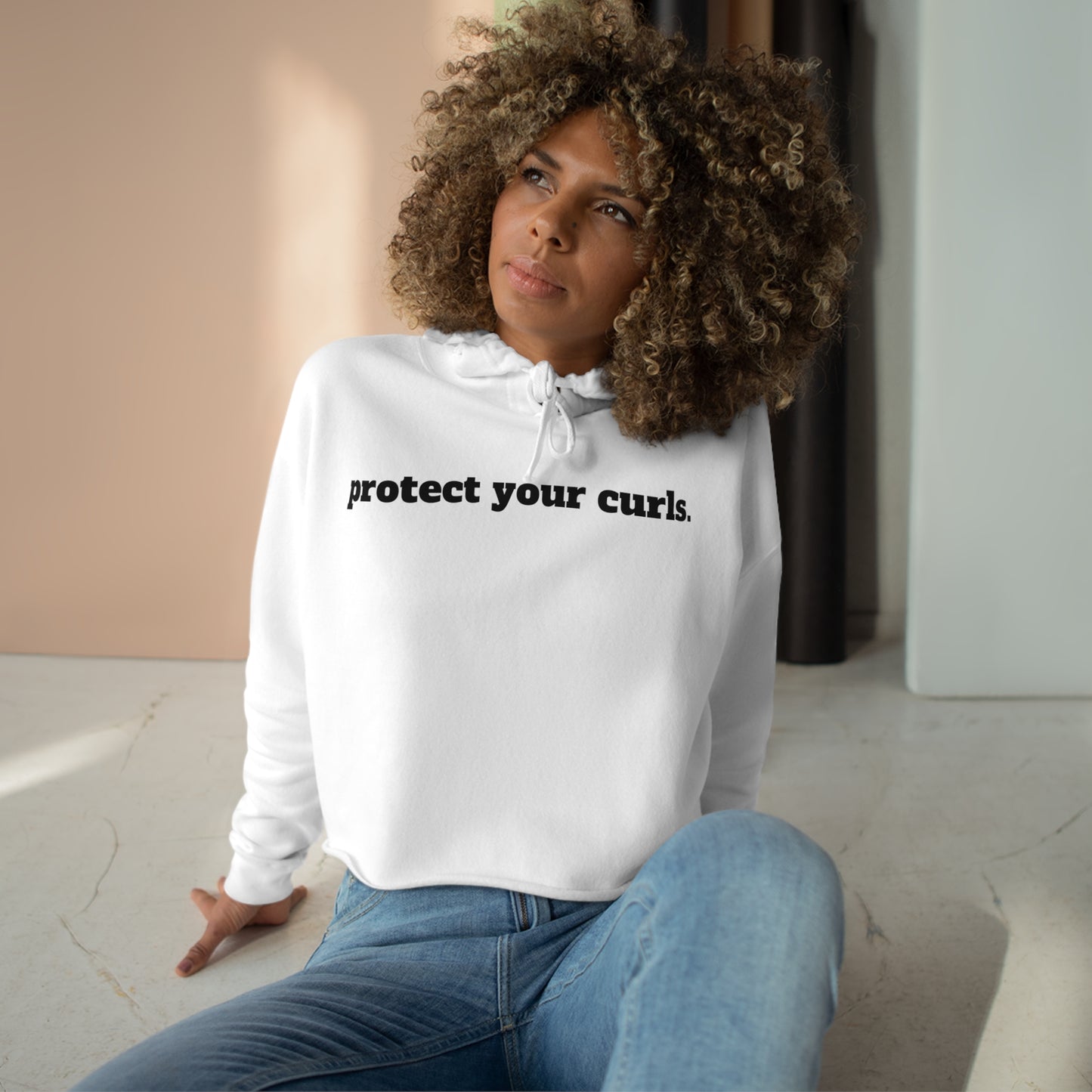 Women's Crop Hoodie - protect your curls.