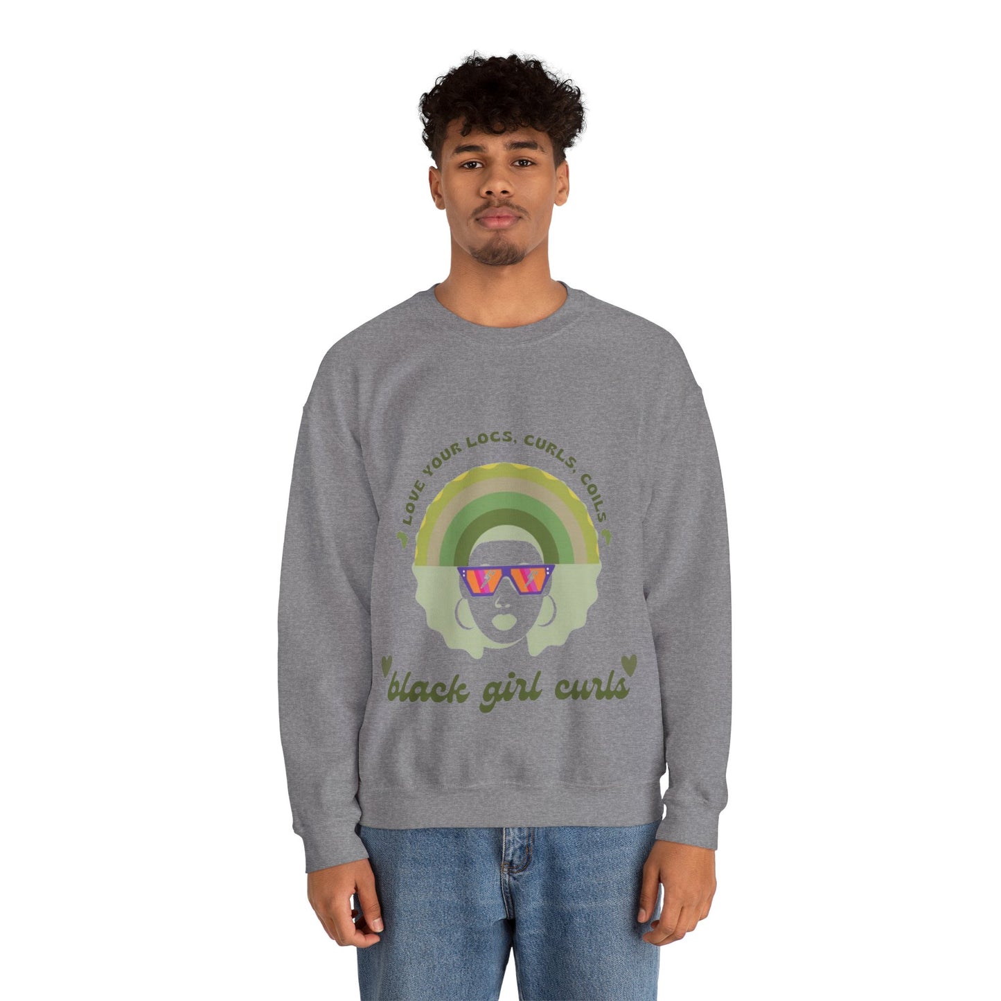Love Your Locs, Curls, and Coils Rainbow Crewneck Sweatshirt