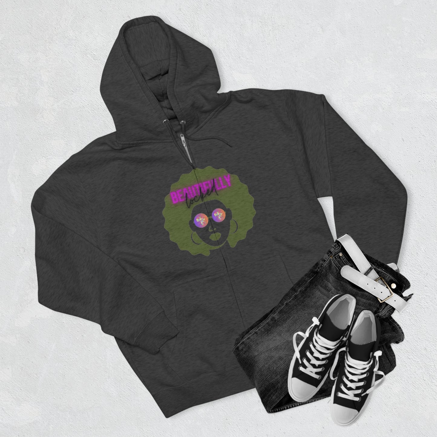 Beautifully Locked Afro Zipper Hoodie! Celebrate Your Curls, Locs, Coils