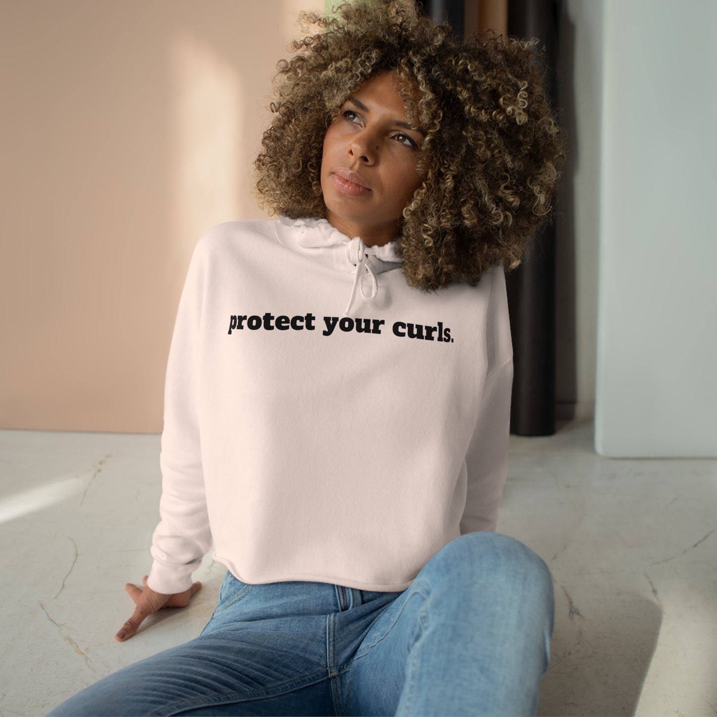 Women's Crop Hoodie - protect your curls.