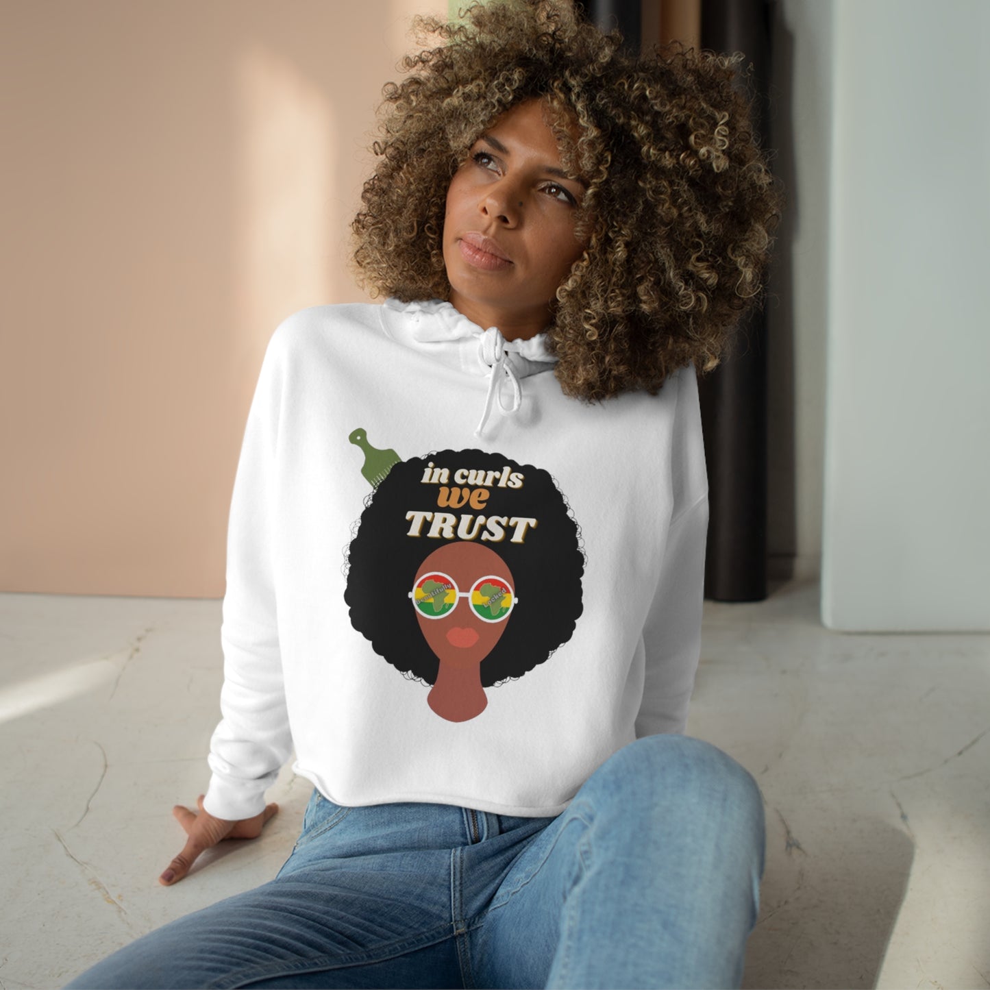 "In Curls We Trust" Cropped Women's Hoodie| Black Girl Magic