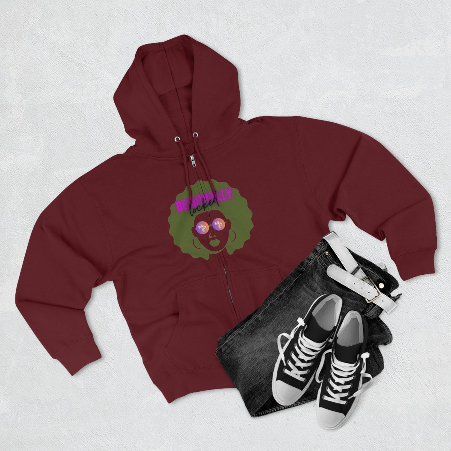 Beautifully Locked Afro Zipper Hoodie! Celebrate Your Curls, Locs, Coils
