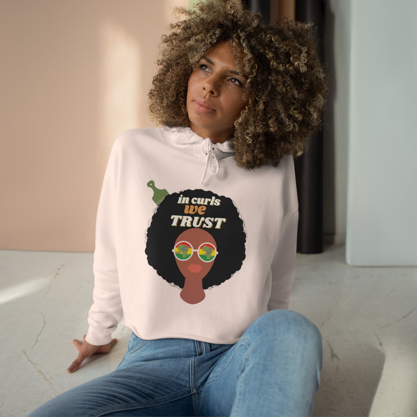 "In Curls We Trust" Cropped Women's Hoodie| Black Girl Magic