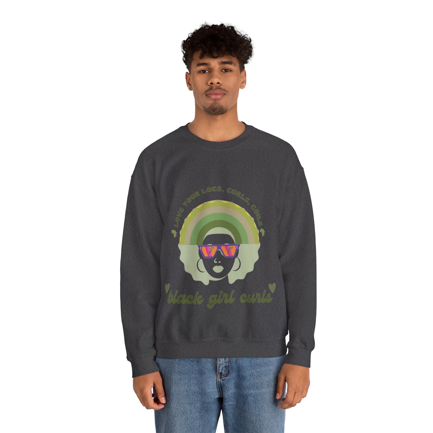 Love Your Locs, Curls, and Coils Rainbow Crewneck Sweatshirt
