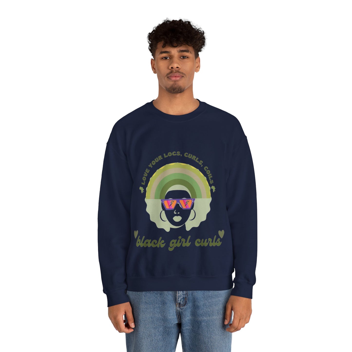 Love Your Locs, Curls, and Coils Rainbow Crewneck Sweatshirt