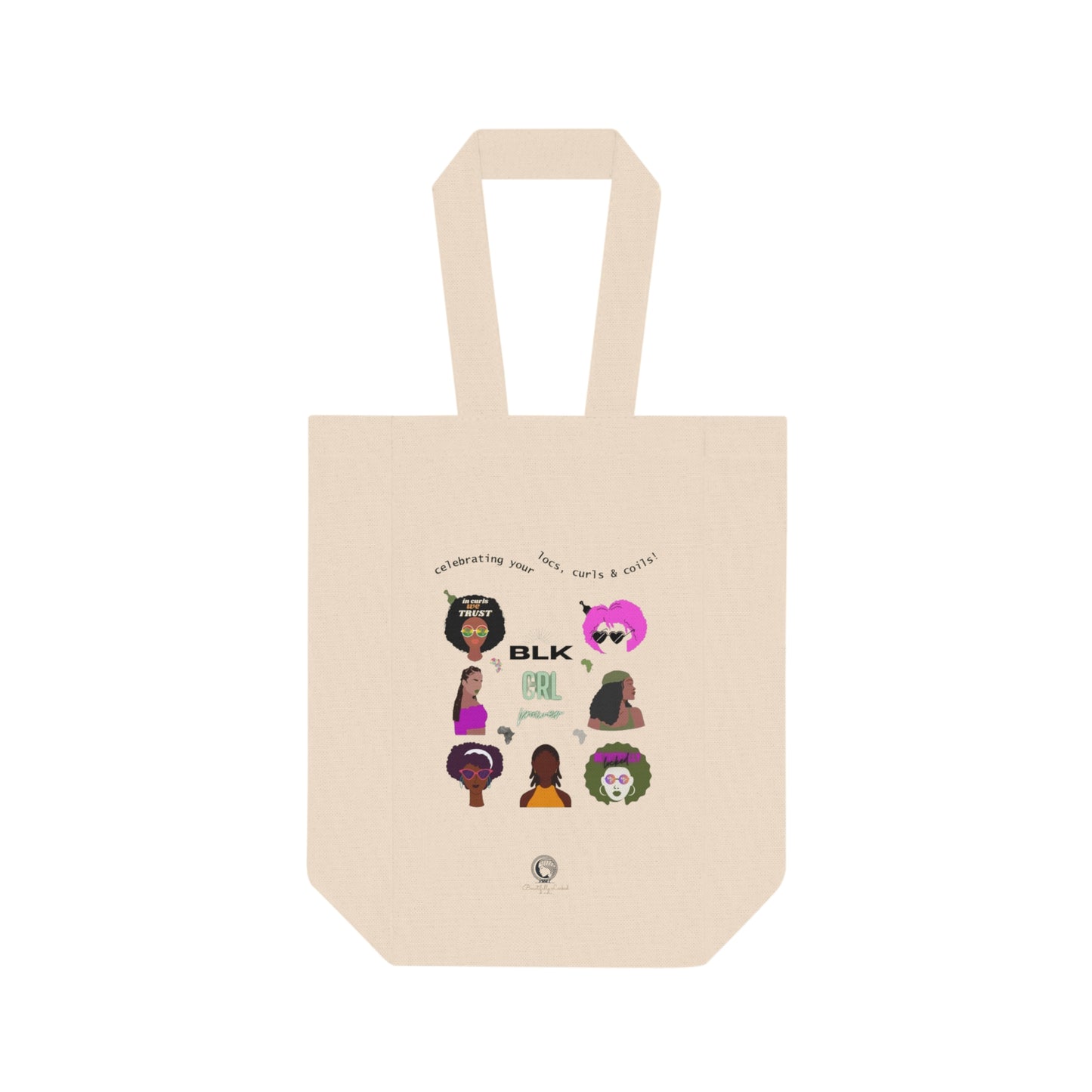 Black Girl Power Double Wine Tote Bag
