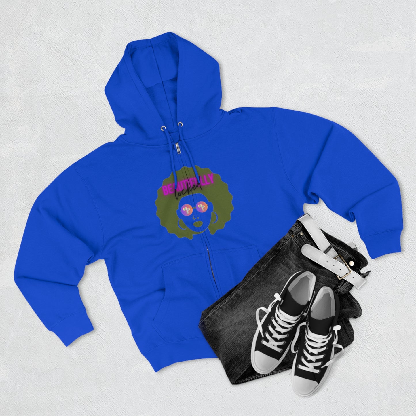 Beautifully Locked Afro Zipper Hoodie! Celebrate Your Curls, Locs, Coils
