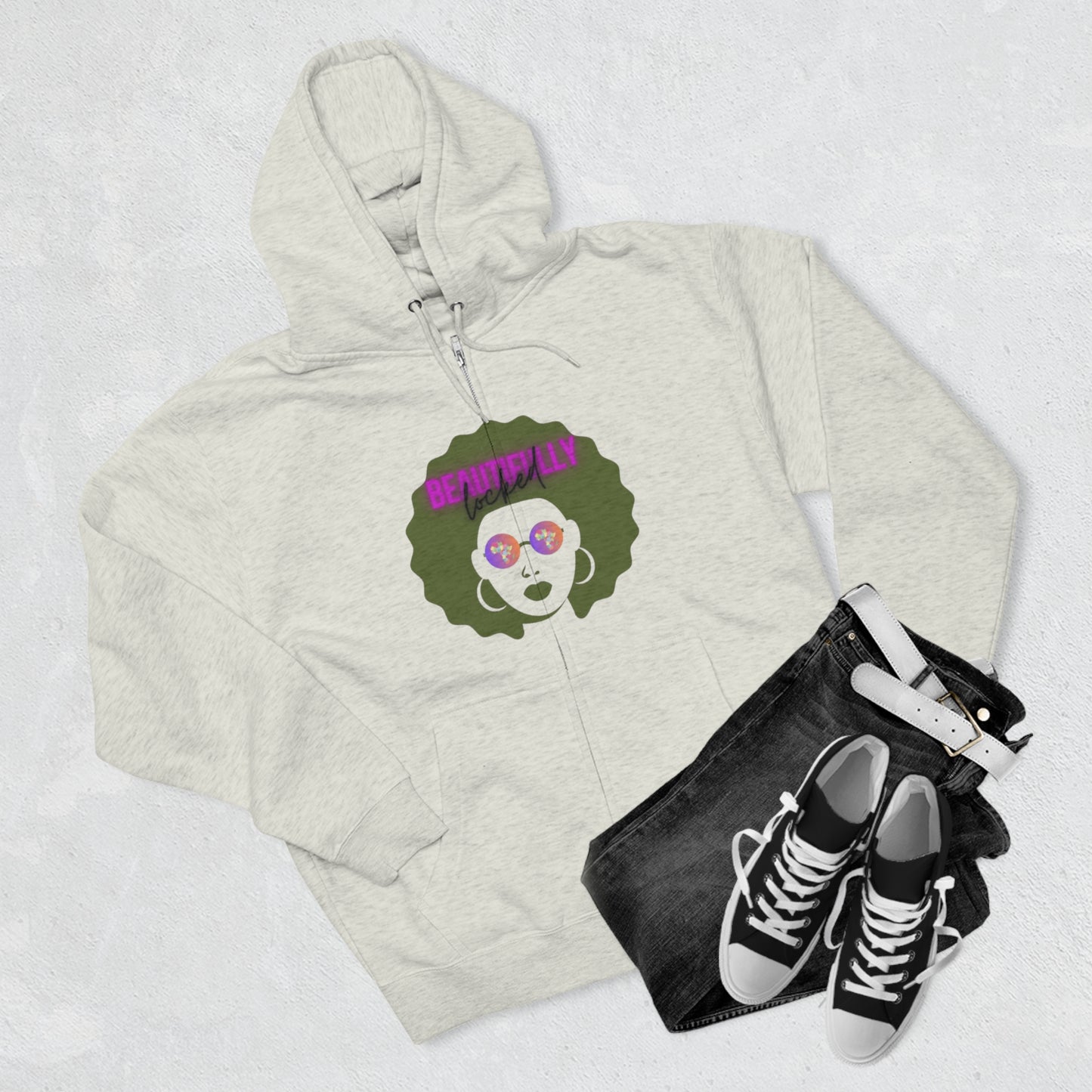 Beautifully Locked Afro Zipper Hoodie! Celebrate Your Curls, Locs, Coils
