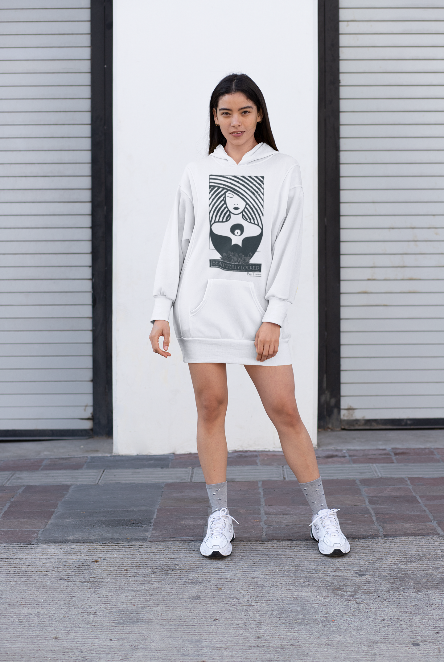 Beautifully Locked by Tiona Rectangle Logo -Women's Hoodie Dress