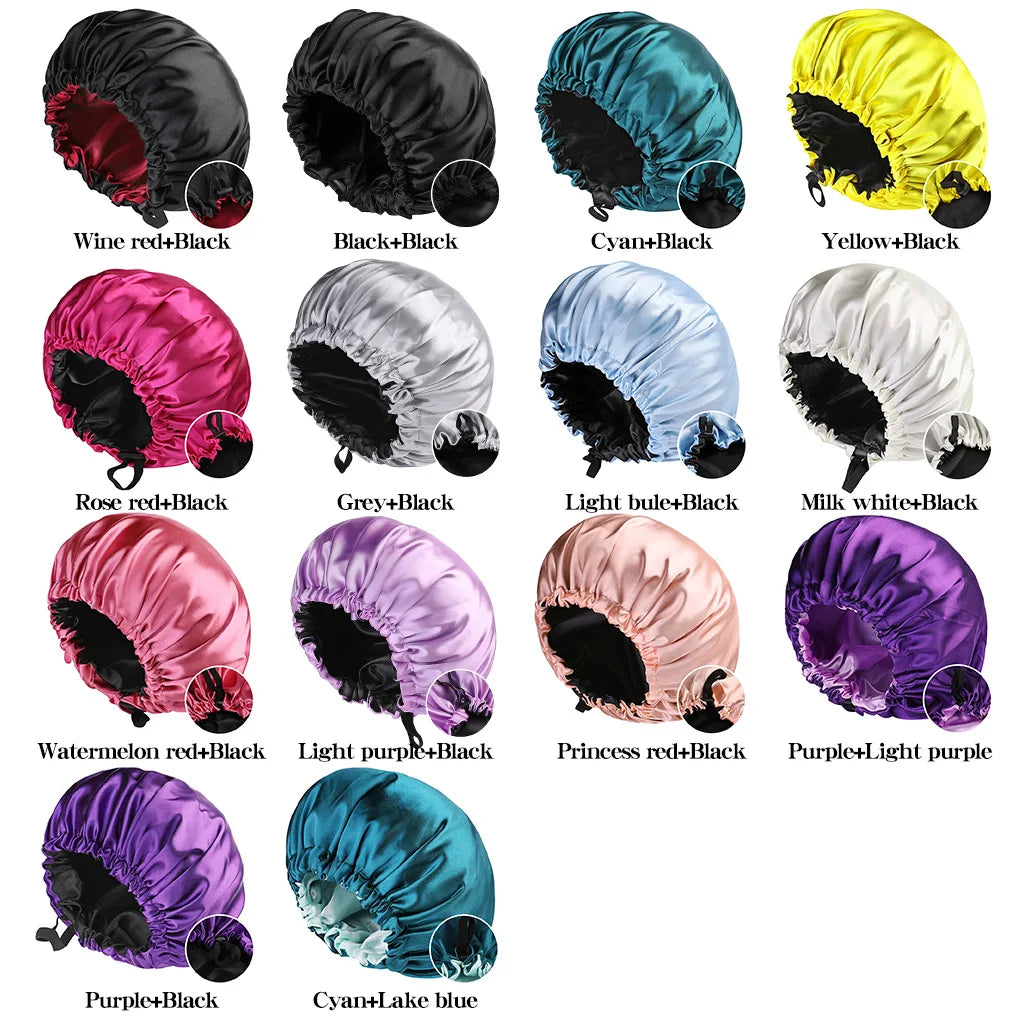 Adjustable, Reversible Satin Bonnet Double Layer
