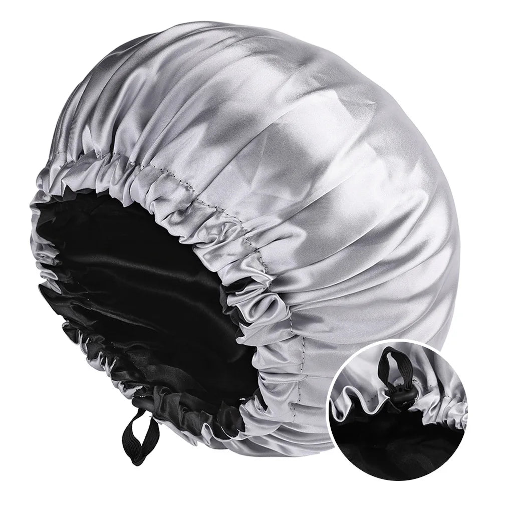 Adjustable, Reversible Satin Bonnet Double Layer