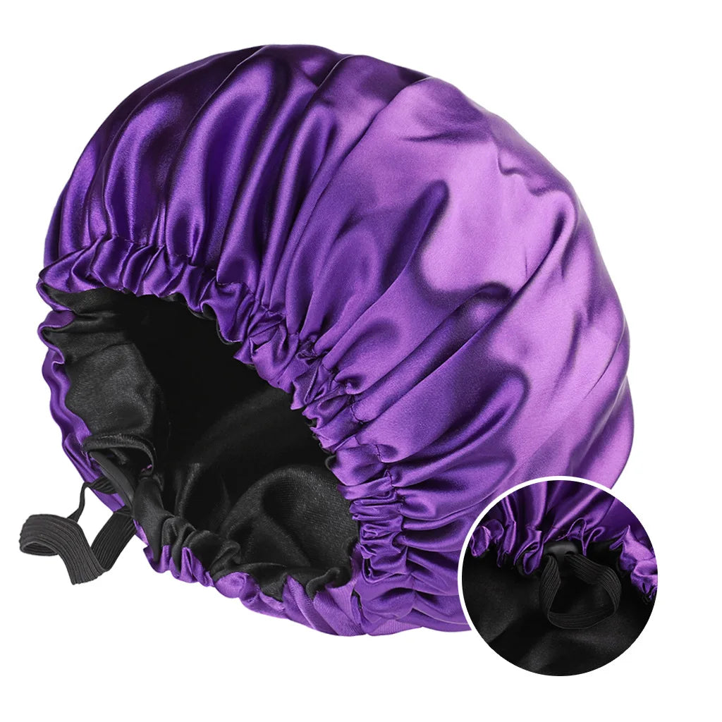 Adjustable, Reversible Satin Bonnet Double Layer