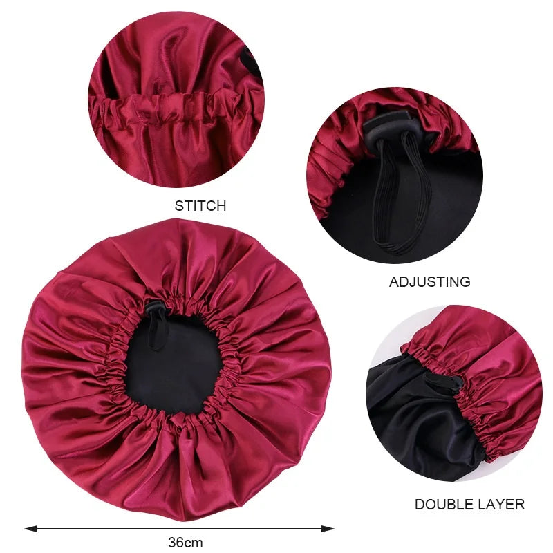 Adjustable, Reversible Satin Bonnet Double Layer