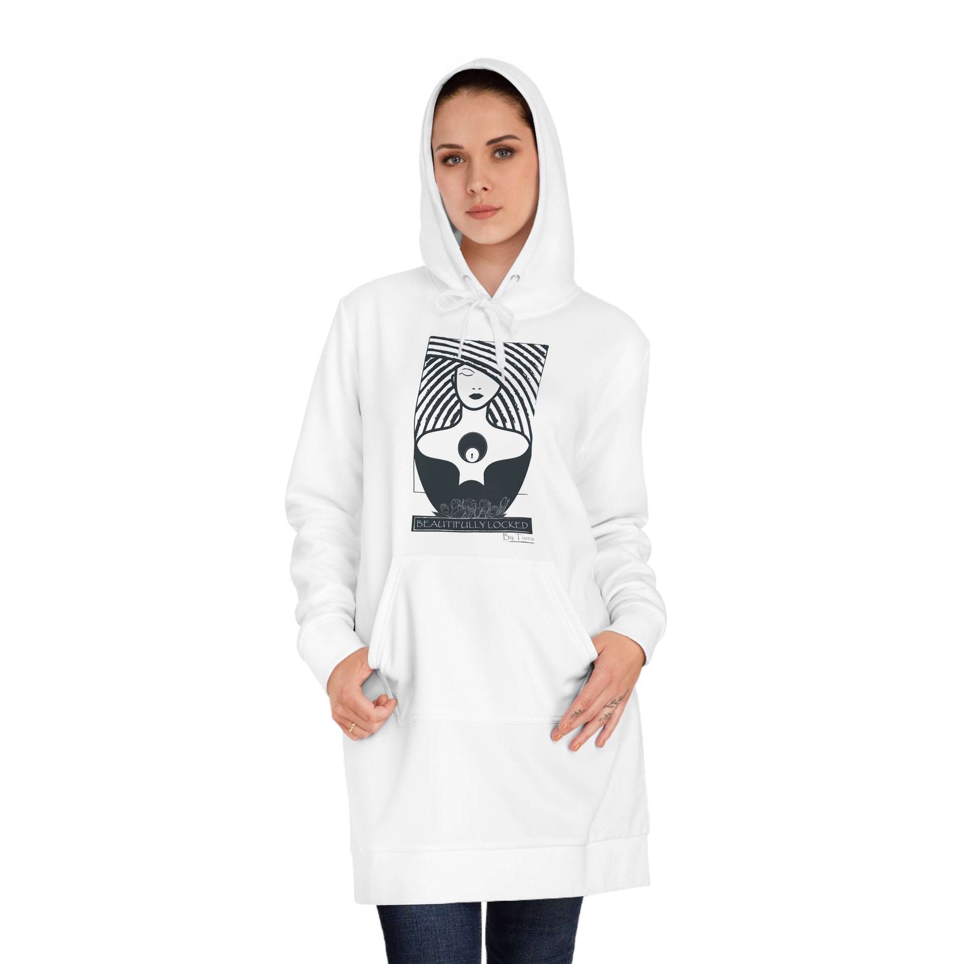 Beautifully Locked by Tiona Rectangle Logo -Women's Hoodie Dress Beautifully Locked by Tiona Rectangle Logo -Women's Hoodie Dress